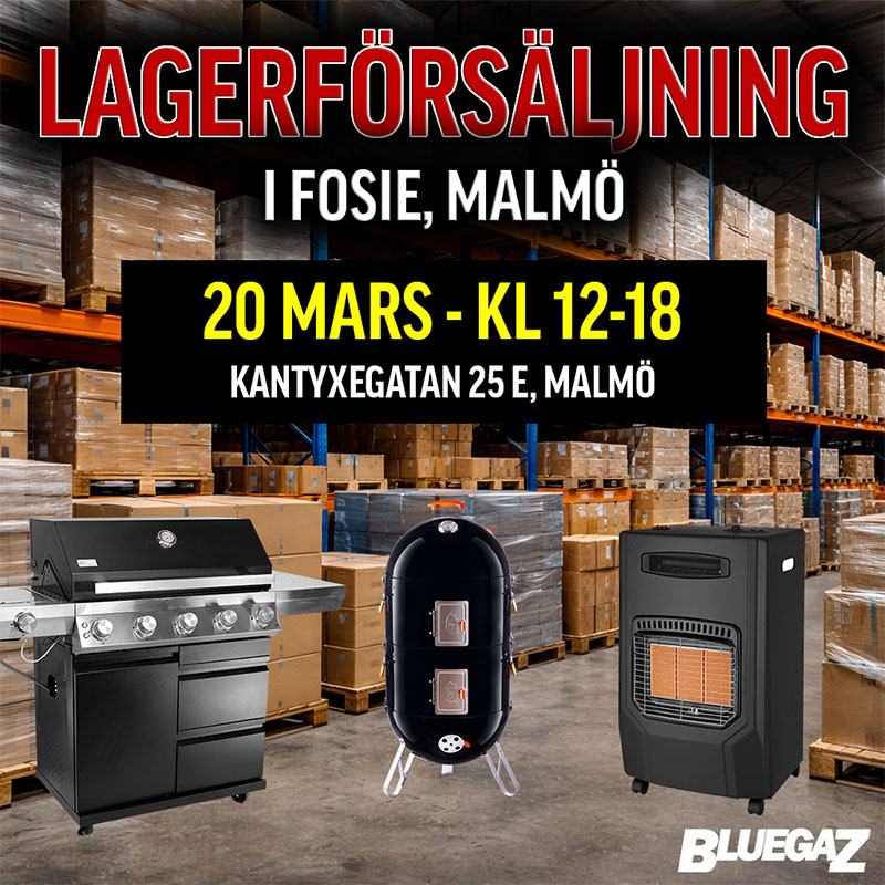 Velkommen til Bluegaz lagersalg den 20. marts!